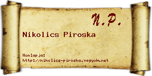 Nikolics Piroska névjegykártya